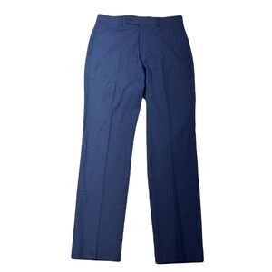 Calvin Klein Slim-Fit Performance Dress Pants Mens 34 x 32 Blue Glen‎ Plaid